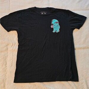 Riot Society Black Tee with Cream Graphic. Size Medium